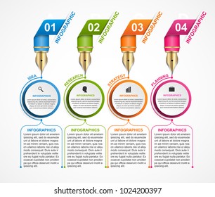 Design infographics with ink pen. Vector illustration. Infographics for business presentations or information banner.