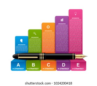 Design infographics with ink pen. Vector illustration. Infographics for business presentations or information banner. 