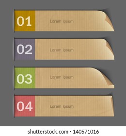 Design for infographics - paper numbered banners. Vector set