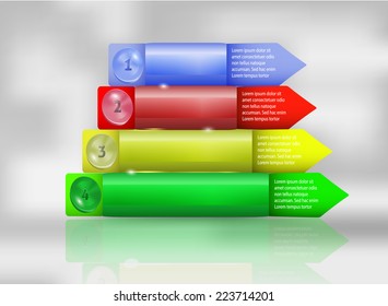 Design infographics step by step template with buttons and arrows