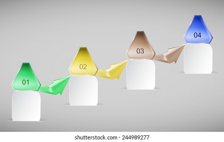 Design infographics step by step template with triangles and arrows