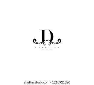 Design Initial D Letter Modern Swirl Decoration Monogram Logo