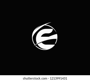 Design Initial Letter E Isolated Circle Rounded Swoosh Monogram Logo