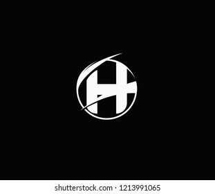Design Initial Letter H Isolated Circle Rounded Swoosh Monogram Logo