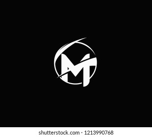 Design Initial Letter M Isolated Circle Rounded Swoosh Monogram Logo