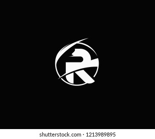 Design Initial Letter R Isolated Circle Rounded Swoosh Monogram Logo