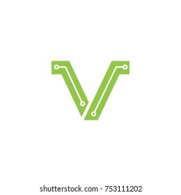 Design initial letter V logo icons for IT technology