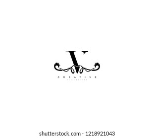 Design Initial V Letter Modern Swirl Decoration Monogram Logo