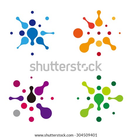 Design ink logo element. Abstract water molecule vector template set. You can use in biotechnology, energy, print, water and Inspiration concept icons. 