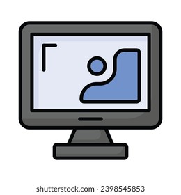 design inside monitor showing concept icon of digital art in flat style