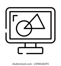 Design inside monitor showing concept icon of digital art in flat style