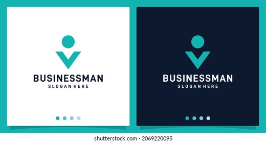 Design inspiration of a leader with letter V. future element icon of a business logo. Premium Vector