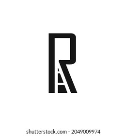 The design inspiration for the letter R logo as a toll road symbol, the R Logo is black with a combination of road illustrations