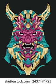 Design Inspiration: Samurai Devil Oni Mask Illustration