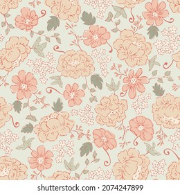 Design inspired by country cottage style with leaves and flowers. Designed by Daania at deeyana83*yahoo.com. Suitable for fabrics textile, scrapbooking and wallpaper projects.