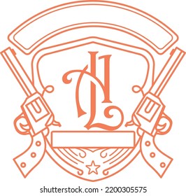 Diseño inspirado en los ensambladores de armas personalizadas, Diseño limpio, fuerte, masculino. pico, escudo
