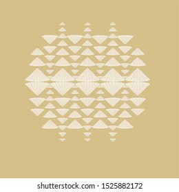 Design inspired by Vietnamese palm-leaf hat is a traditional symbol of Vietnamese people. Geometrical shape. Tet holiday greeting card, textile, envelope, calendar, cover page, ceramics painting, rug.