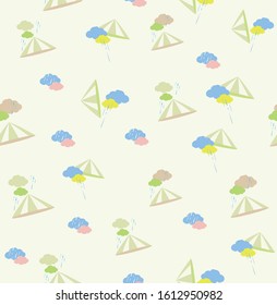 Design inspired by Vietnamese palm-leaf hat. Sky element, cloudy, water.