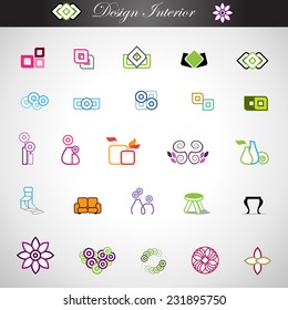 Design Interior Icons Set - Isolated On Gray Background - Vector Illustration, Graphic Design Editable For Your Design