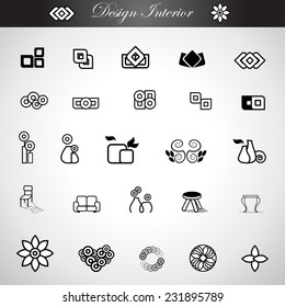 Design Interior Icons Set - Isolated On Gray Background - Vector Illustration, Graphic Design Editable For Your Design