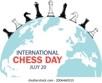 Design for International Chess Day.
Planet Earth, on which various chess pieces are located, as a symbol of an international holiday and the fact that the game of chess is known all over the world. svg