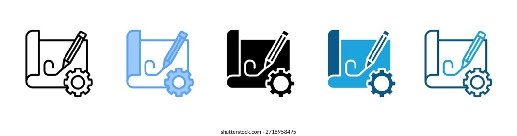 Conjunto de iconos de diseño e invención colección de estilos múltiples