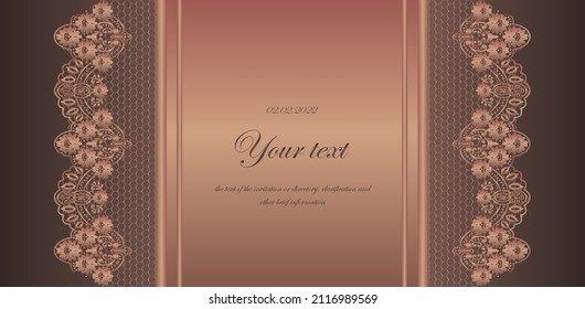 Design for invitation, brochure, booklet. Cover with lace pattern.