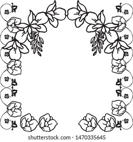 Design of invitation card, greeting card, various card, with floral frame, in black and white colors. Vector