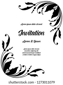 Design for invitation card with hand draw flower vector