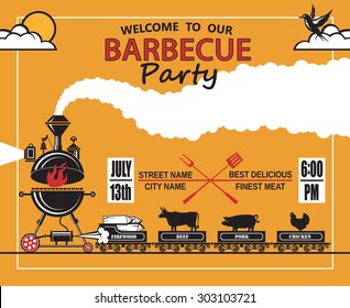 design of invitation card on barbecue party