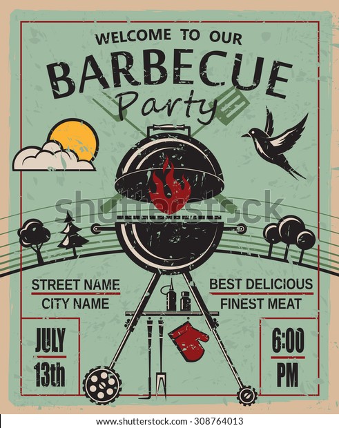Design Invitation Card On Barbecue Party Stock Vector (Royalty Free
