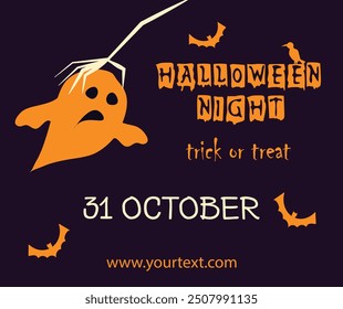 design of an invitation leaflet, flyer, poster for the celebration of Halloween in vector. For postcards, invitations, advertisements, social networks.