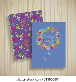 Design for invitations, birthday, wedding,  save the date. wooden texture.