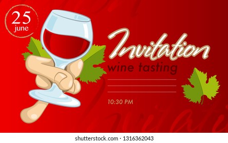 Design invitations for an event on the wine tasting with a blank space for text. Vector illustration