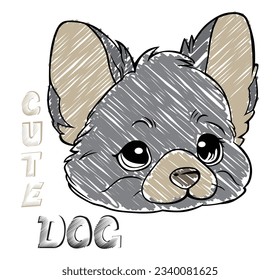design isolated cute dog head