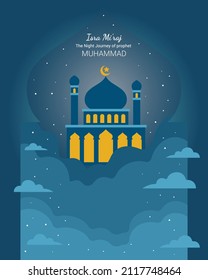 Design of Isra Mi'raj - The Night Journey of prophet Muhammad - Celebration day for Muslims