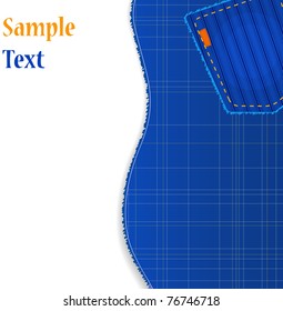 Design Jeans Background with Pocket. Vector Illustration
