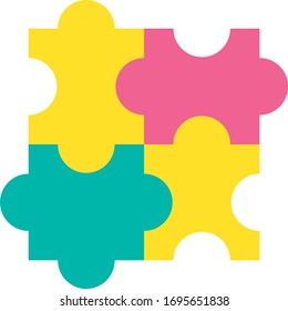 Design Jigsaw Detail of Puzzle Construction Icon. Combination with Compatibility Piece Element of Game for Player or Friend Collective Join Time. Concept Template Vector Flat Symbol
