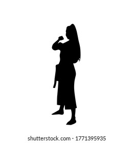 The design of karate women in shadow vectors