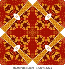 Design of kerchief with golden scrolls
