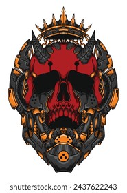 Design of King Mecha Head Skull Demon Devil Illustration