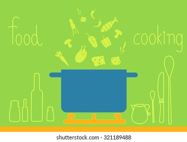 design of kitchenware on green backgrounds,vector illustrations