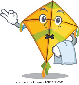 A design of kite cartoon character working as waiter