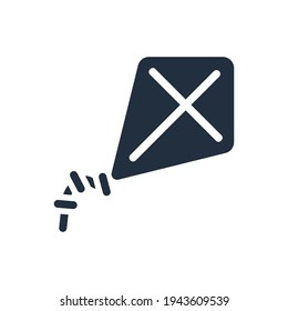 The design of the kite spring glyph icon vector illustration, this vector is suitable for icons, logos, illustrations, stickers, books, covers, etc
