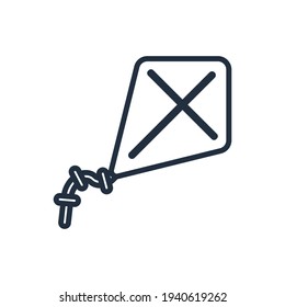 The design of the kite spring outline icon vector illustration, this vector is suitable for icons, logos, illustrations, stickers, books, covers, etc.