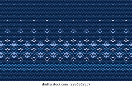 Design knit pattern vector, Cross stitch ethnic tribal background, Embroidery classic ornament style, Blue pattern jacquard retro, Design for textile, fabric, curtain, kaftan, graphic