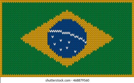 Design of knitted badge of Brazil - BR, BRA - flag.