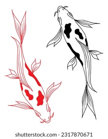 Design Koi Gold Fish Illustration Silhouette Outline