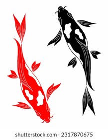 Diseño de esquema de silueta de la ilustración del pescado de Koi Gold