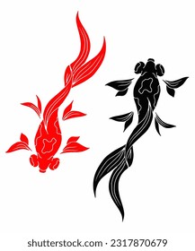 Design Koi Gold Fish Illustration Silhouette Outline